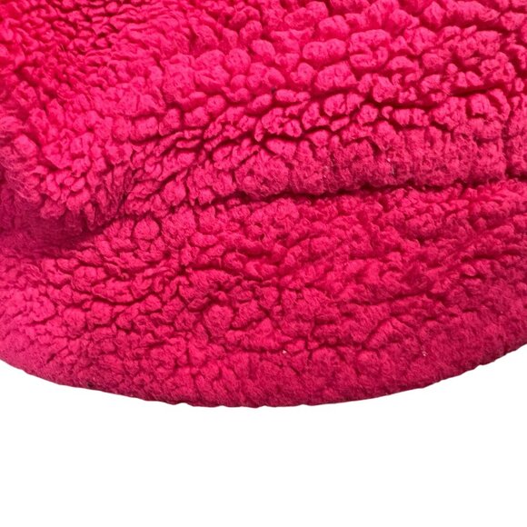 Forever 21 Womens Hot Pink Sherpa Jacket JuniorSize L With Faux Leather Sleeves - Picture 15 of 16